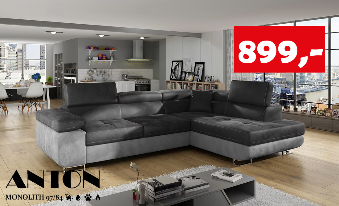 Corner Sofa ANTON stain resistant, right side side on stock!