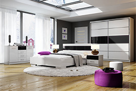 Bedroom set DUBAJ I WHITE/BLACK GLASS