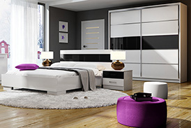 Bedroom set DUBAJ II WHITE/BLACK GLASS