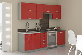 Kitchen set ROSE II 240 red gloss/grey